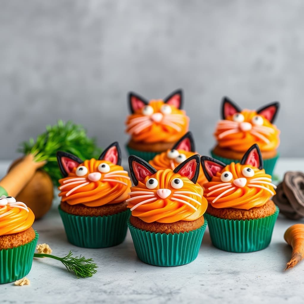 Gulrot-ingefær kattefjes-kaker