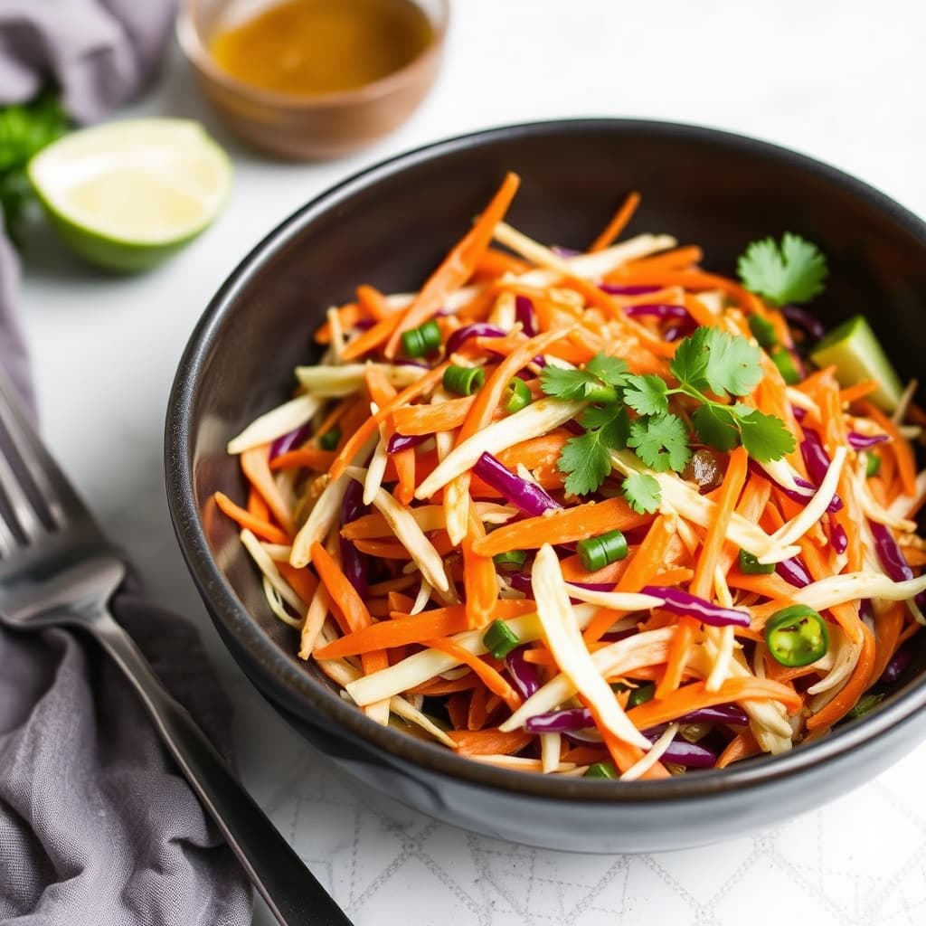 Gulrot- og kålssalat med spisskummenvinaigrette