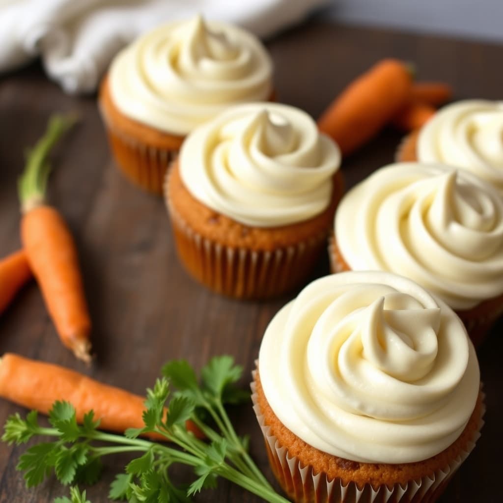 Gulrotcupcakes med ingefær-cream cheese-frosting