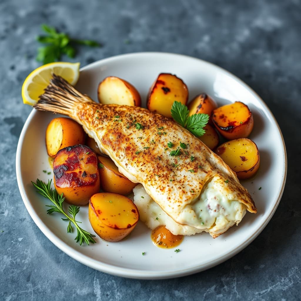 Haddock Margarita med pannebrente poteter