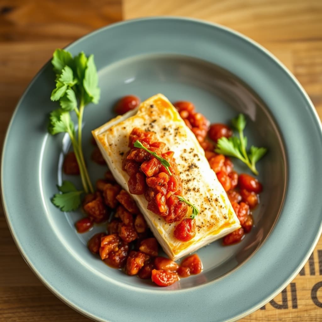 Hake med chunky "Romesco"