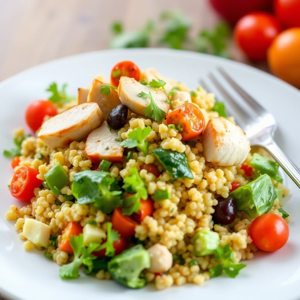 Hakket salat med kylling, couscous og grønnsaker