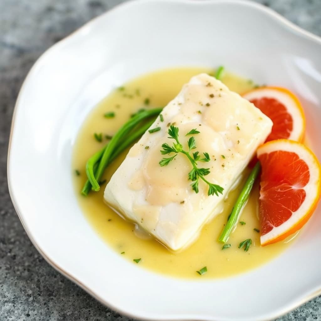 Halibut med grapefrukt Beurre Blanc