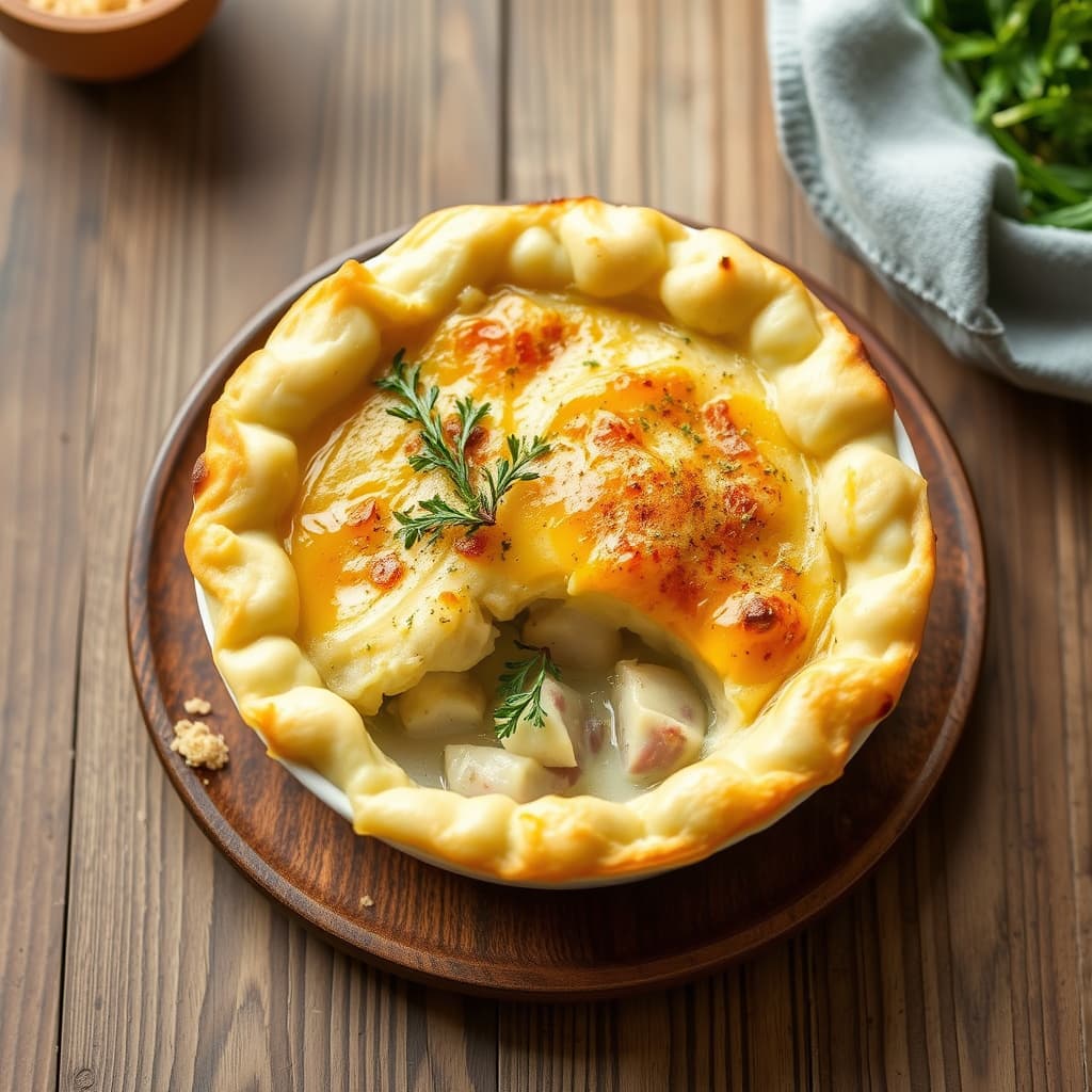 Halibutpotetpai med potetmosbunn