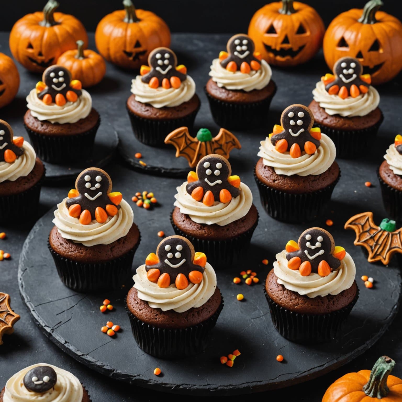 Halloween-ingefærkakecupcakes
