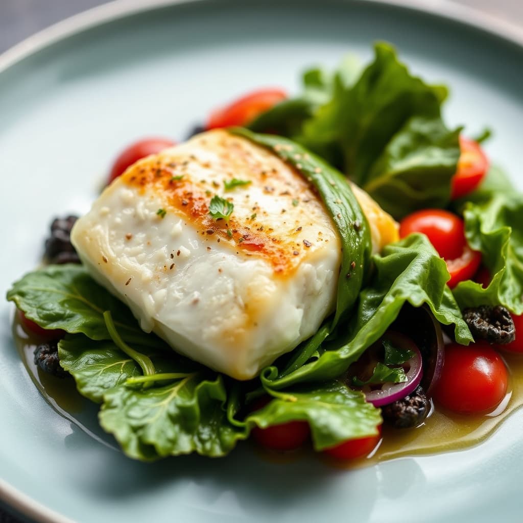 Halvitt innpakket i romainesalat