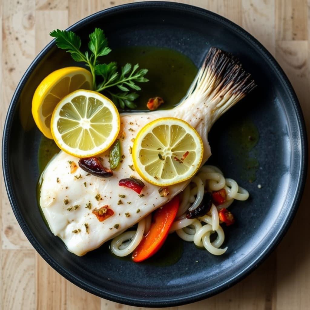 Halvkutling fra Sør-California med sitron, olivenolje, søt paprika og ansjos