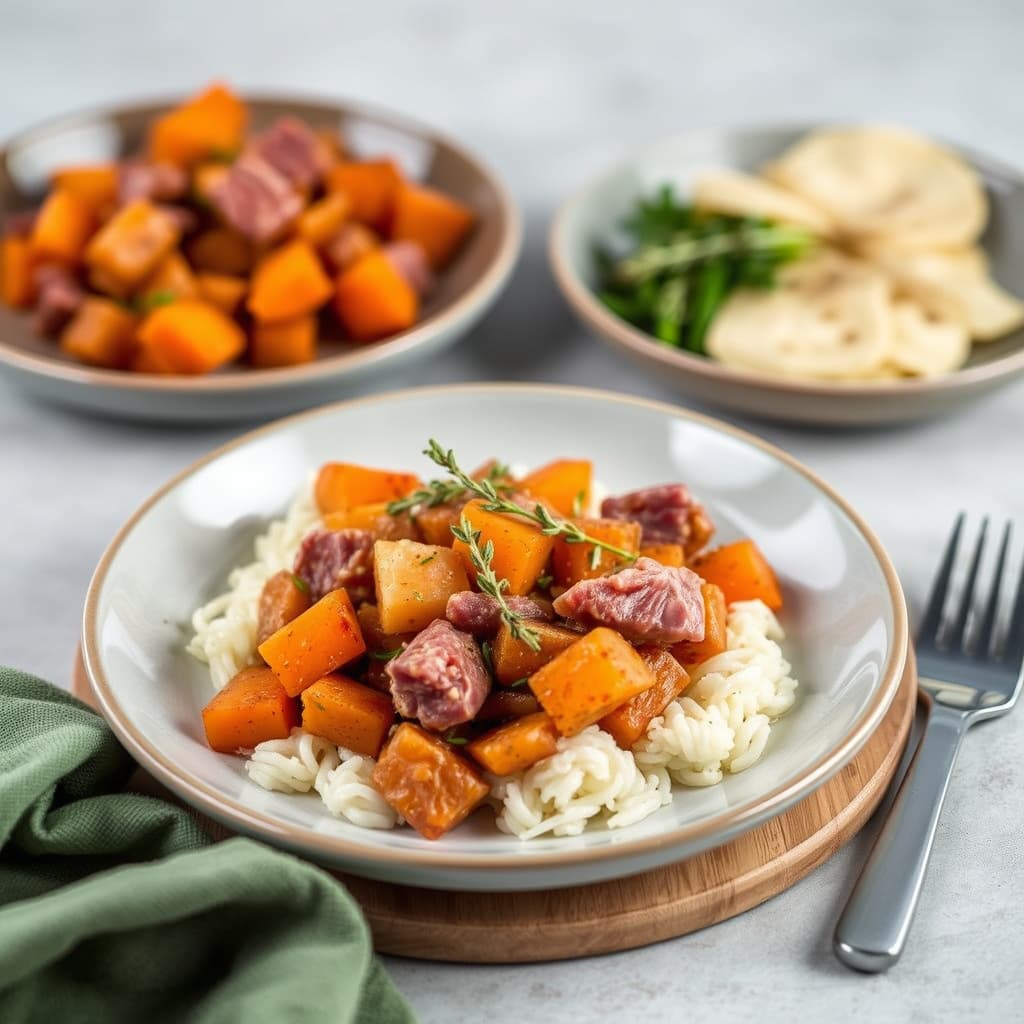 Ham Hash med søtpoteter og timian