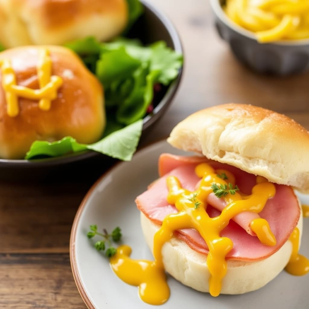 Ham og Munster-boller med honning-sennep