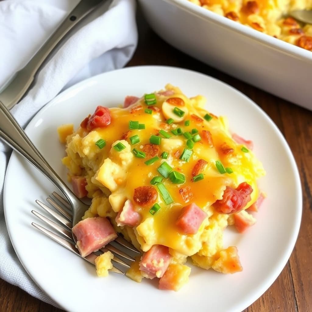 Ham og ost frokostgrateng