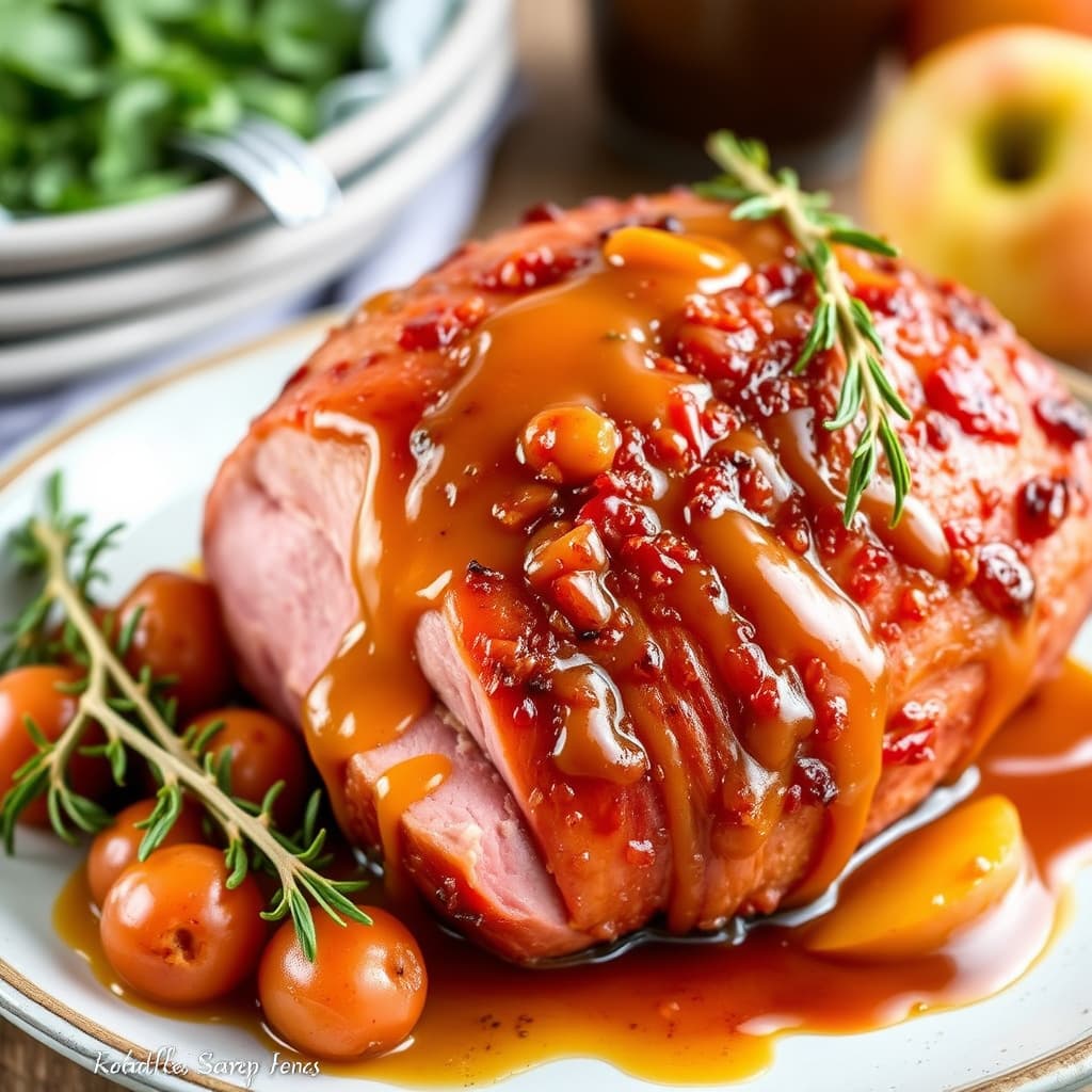 Hane med eple- og sennepsglasur