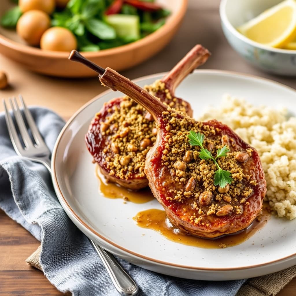 Hasselnøtt-omgitt lammekotelett