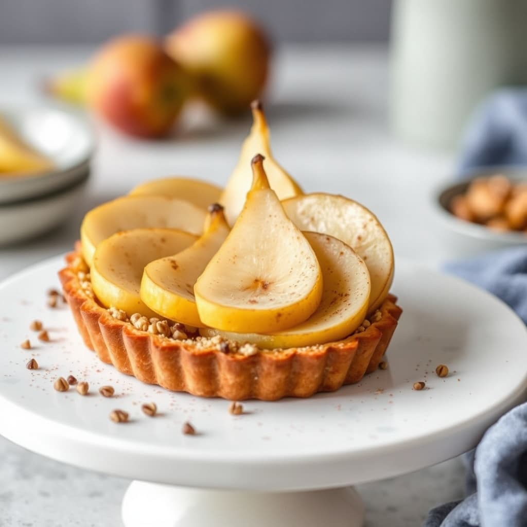 Hasselnøttfrangipane-pæretærte