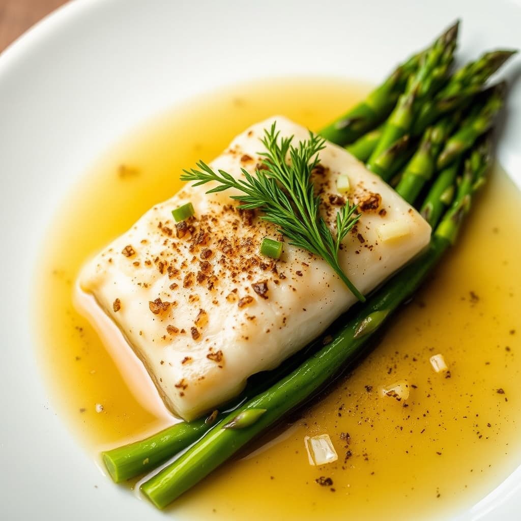 Havabbor i Pernod-saus med fennikel og asparges