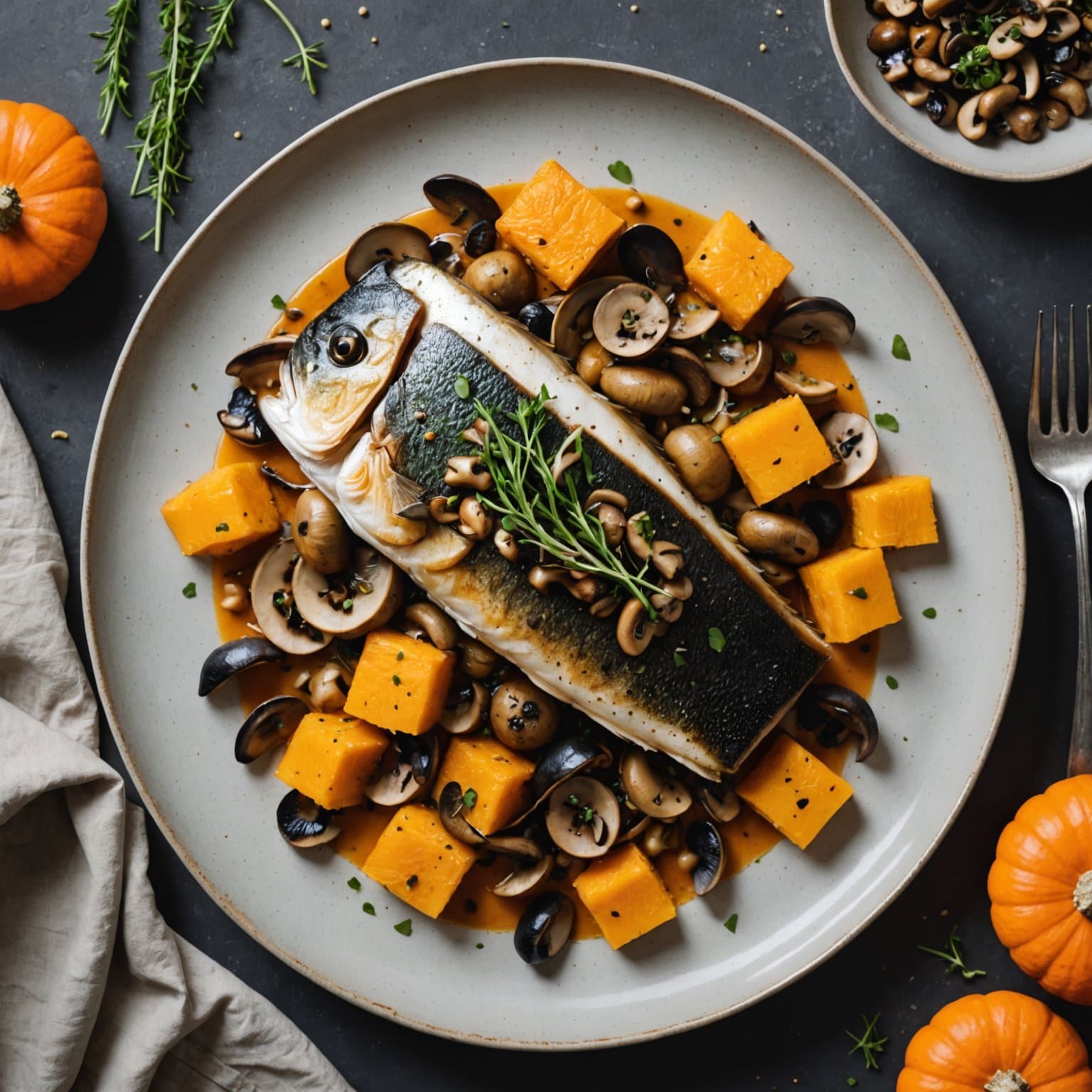 Havabbor med gresskar og sopp