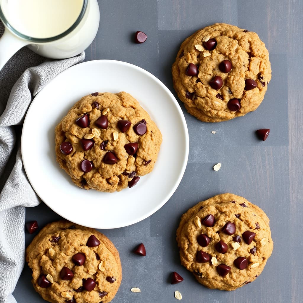 Havre- og linfrøkjeks med sjokoladebiter