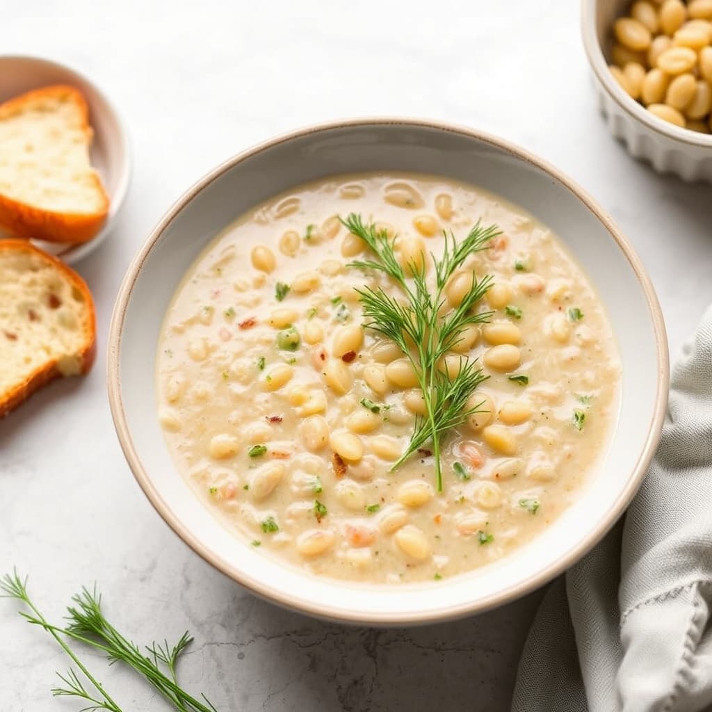 Havregrøt med dill-suppe