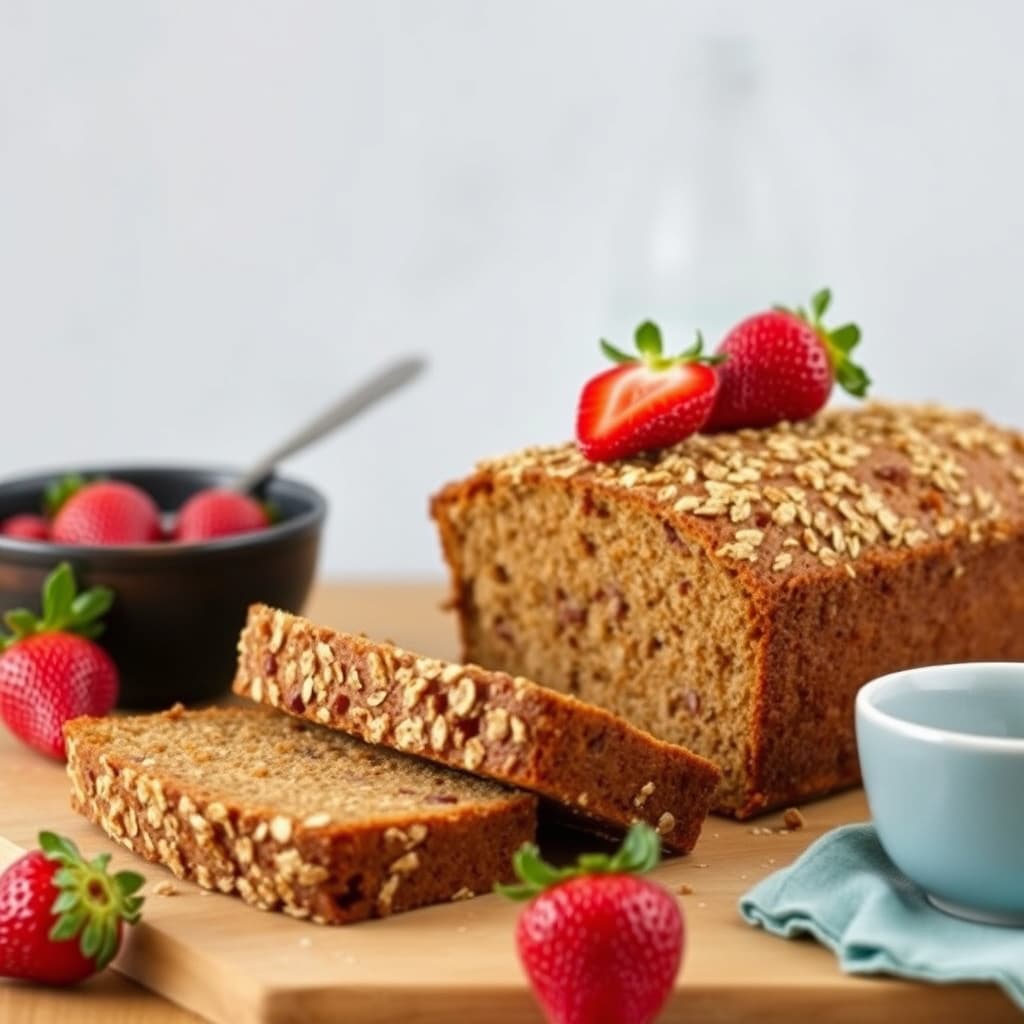 Havregryns- og jordbærbrød