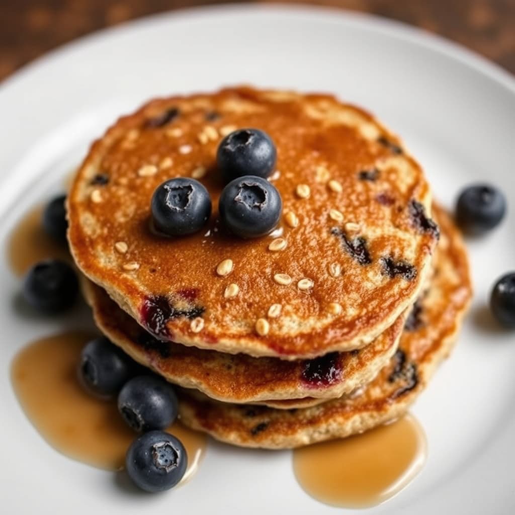 Havregrynspannkaker uten mel med blåbær