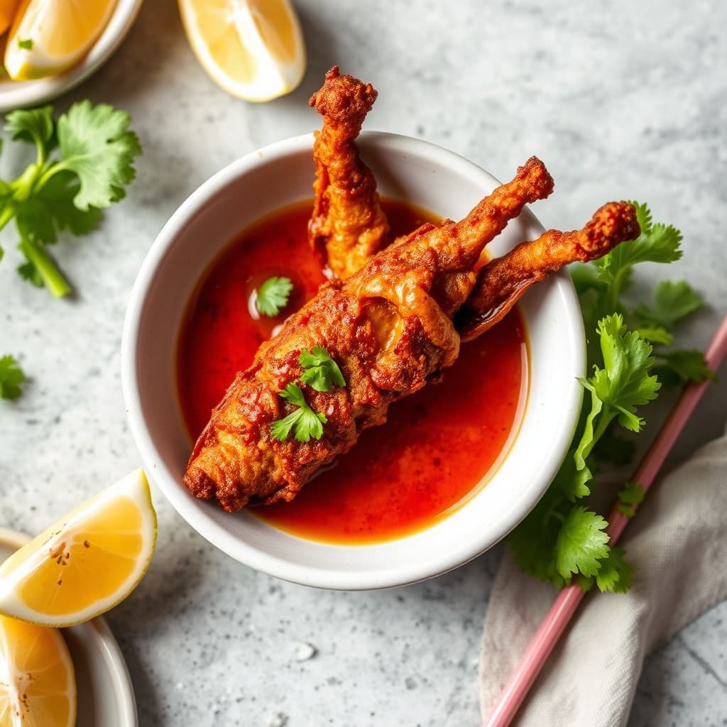 Hele sprø Onaga og thailandsk dyppesaus