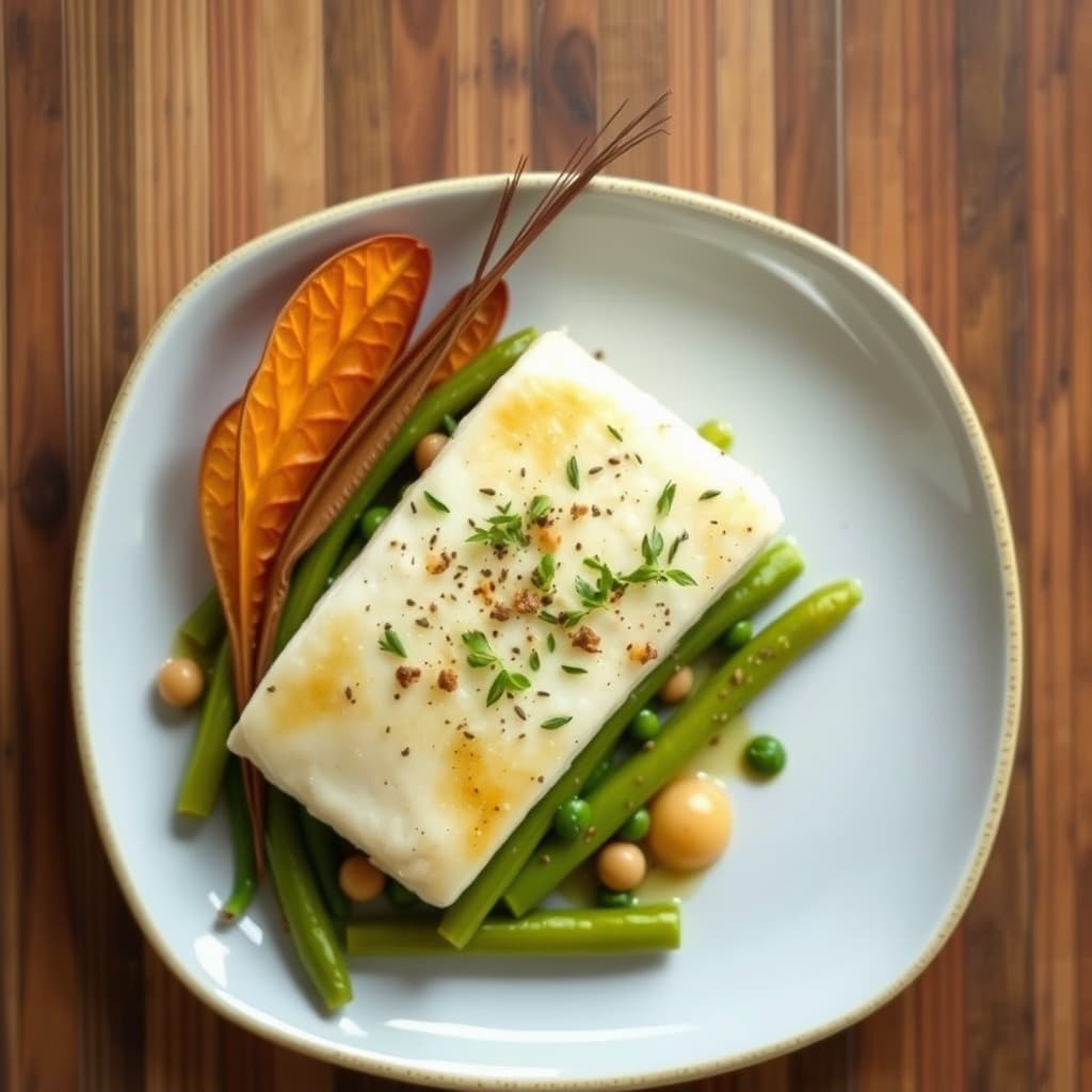 Hellefisk med toskanske bønner og endivie