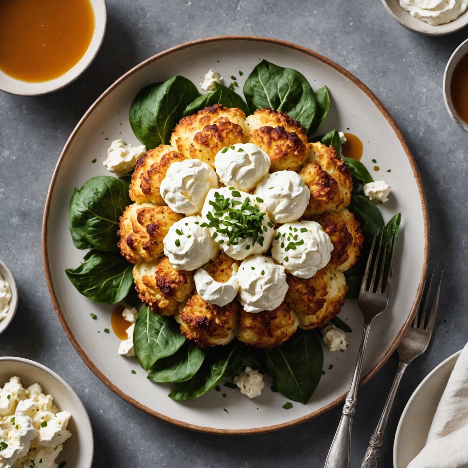 Helstekt blomkål med pisket geitost