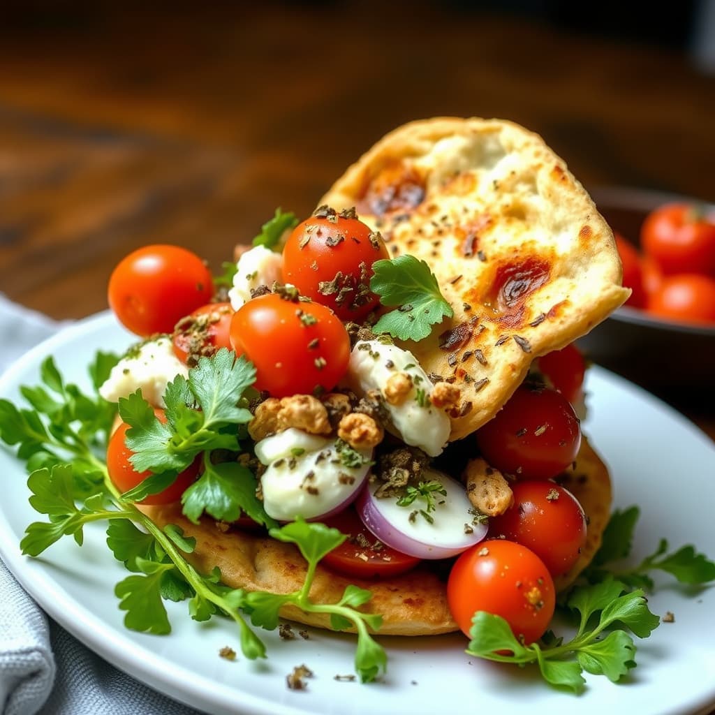 Herbed Toasted Pita Salat