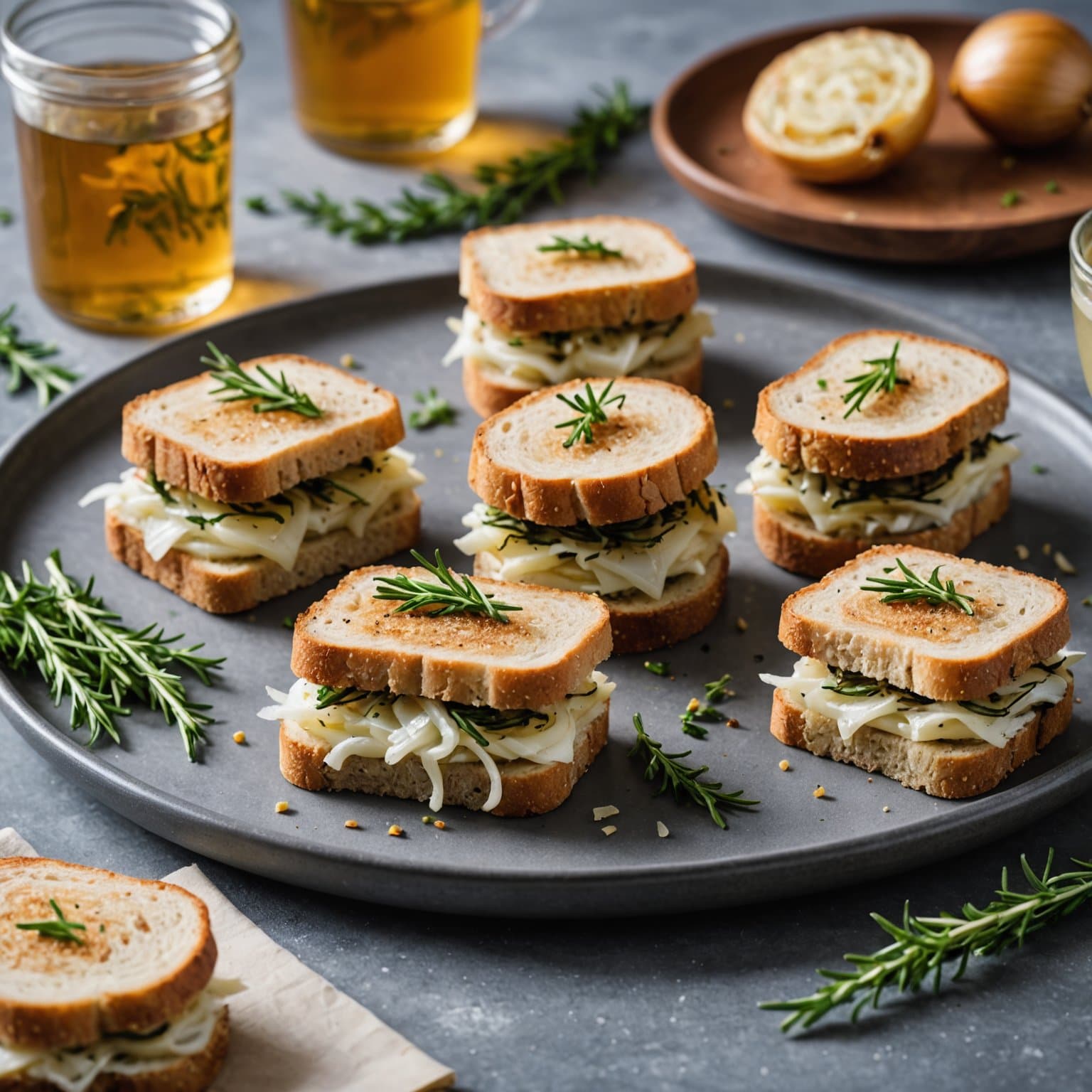 Herbed Vidalia-løksandwich med te