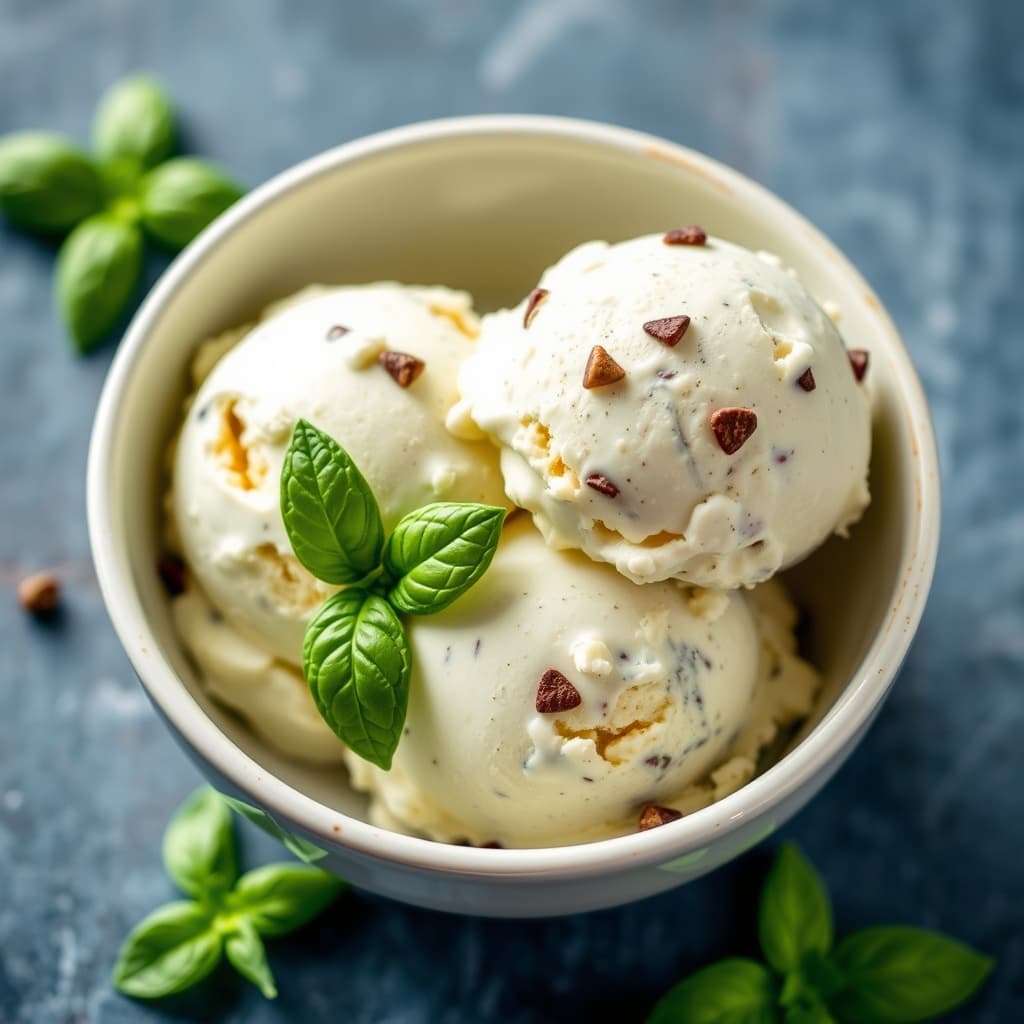 Herr og Fru Miscellaneous Basil-Chip Iskrem