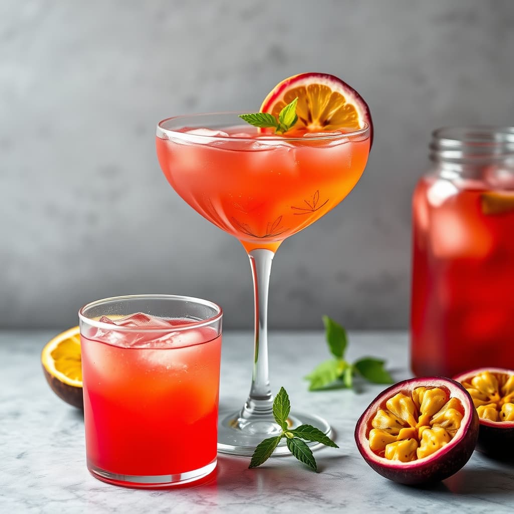 Hibiskus- og pasjonsfruktcocktailer