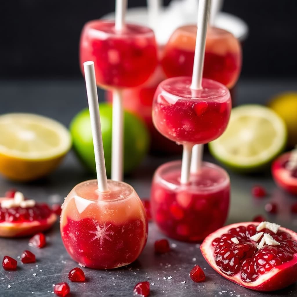 Hjemmelagde granateple- og lime-lollipopper