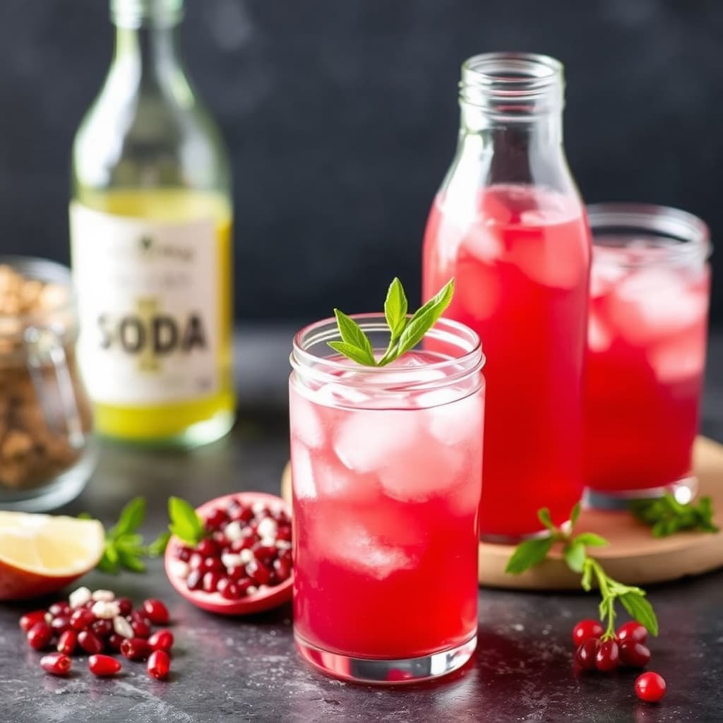 Hjemmelaget granateplesoda-sett