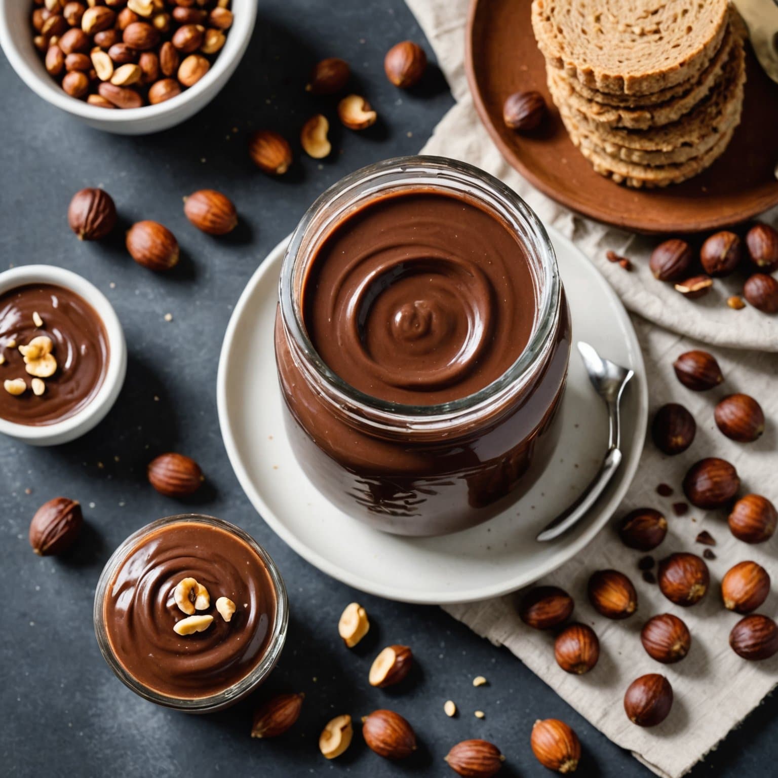 Hjemmelaget kakaobønne- og hasselnøttspredning