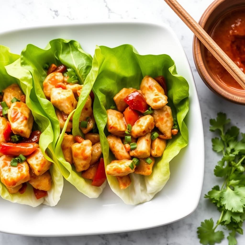 Hoisin-kylling i salatblad