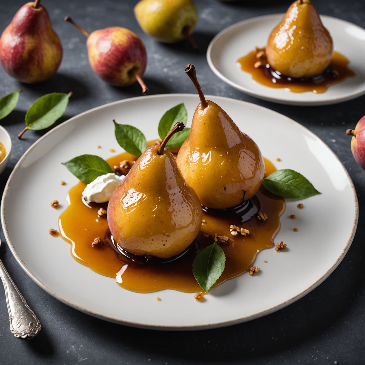 Honningkokte pærer med mascarpone