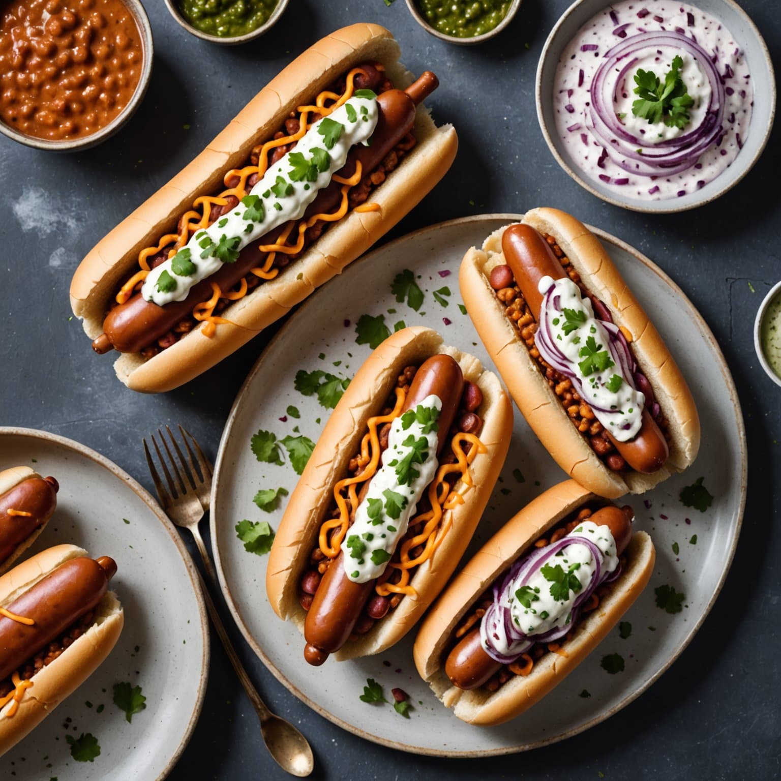 Hot Dogs med dal og raita med rødløk