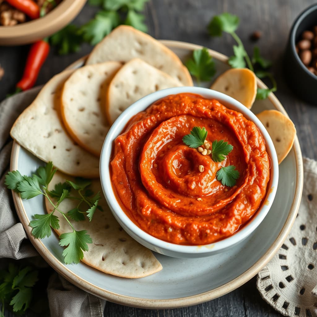 Hot Red Pepper- og Valnøttdip: Muhammara