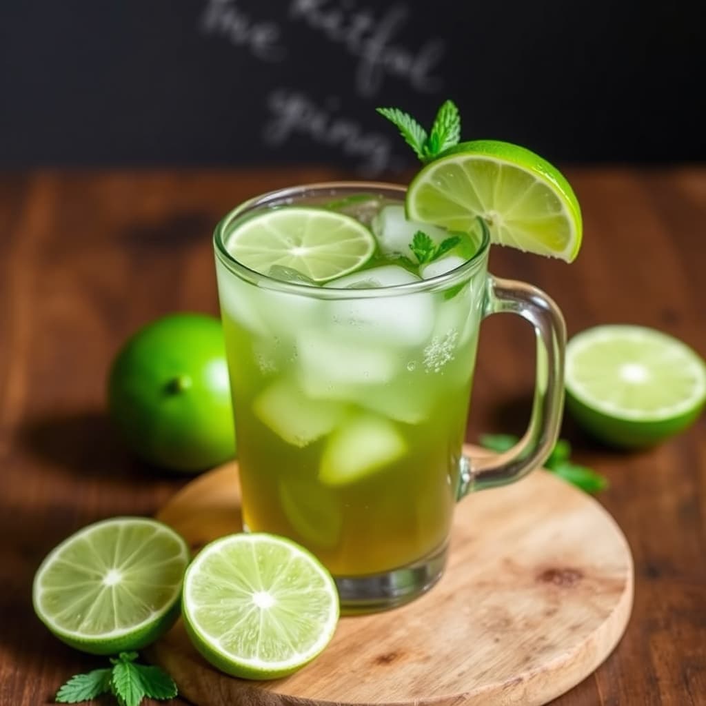 Hot, stivnet limegrønn iste