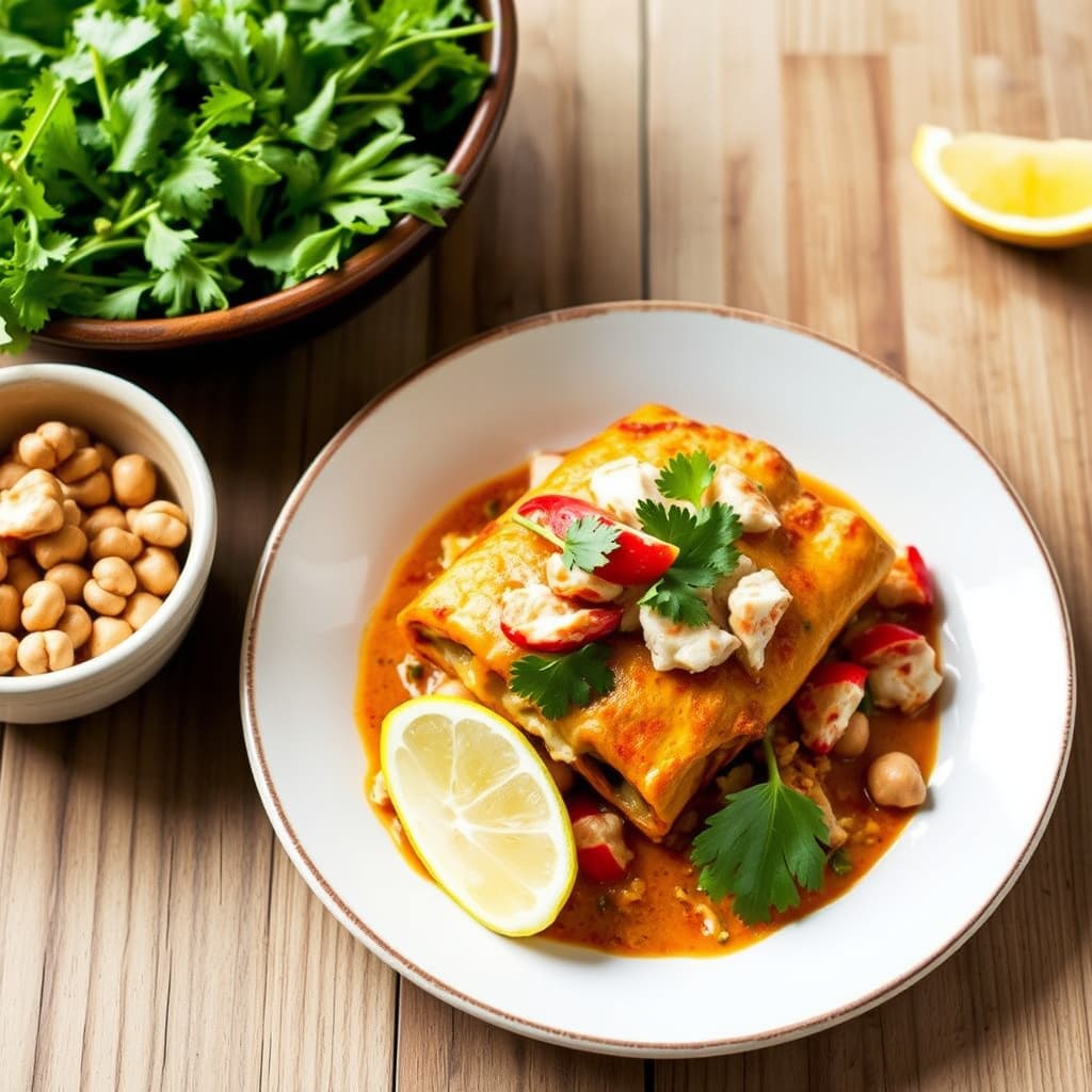 Hummer og steinbitt-enchilada