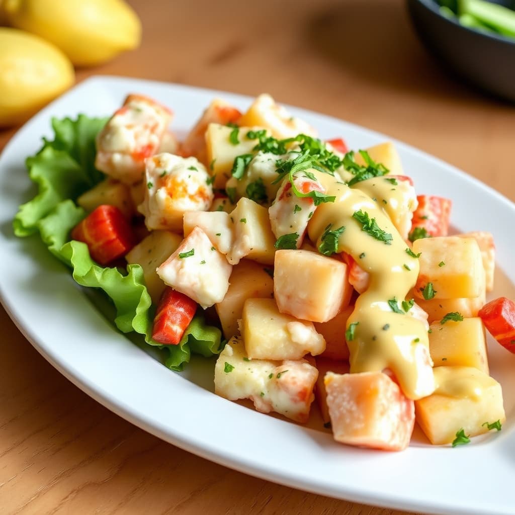 Hummerklør og potetsalat med horseradish-sennepsdressing
