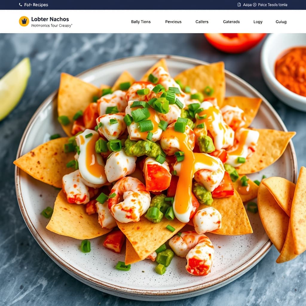 Hummernachos med asiatisk guacamole og krydret rømme