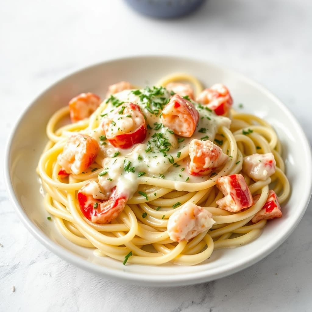 Hummerpasta med urtesaus av krem