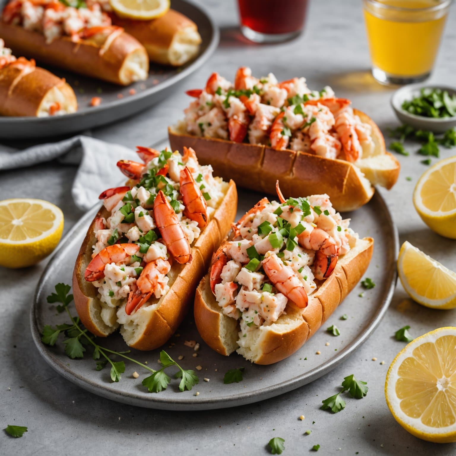 Hummerruller med sitronvinaigrette og hvitløkssmør
