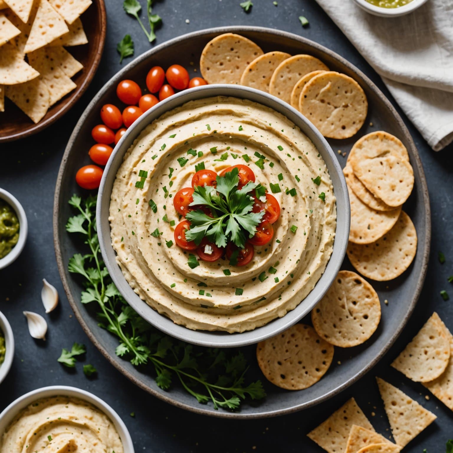 Hummus med hvitløk og parmesan