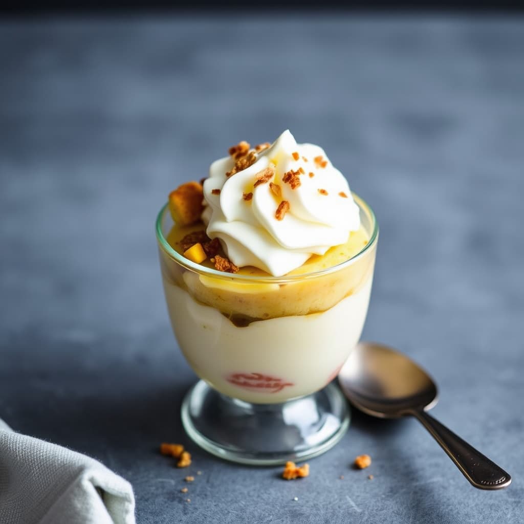 Hurtig pudding med pisket krem