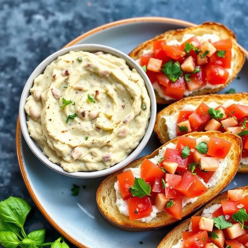 Hvit bønne- og artisjokksmør med bruschetta