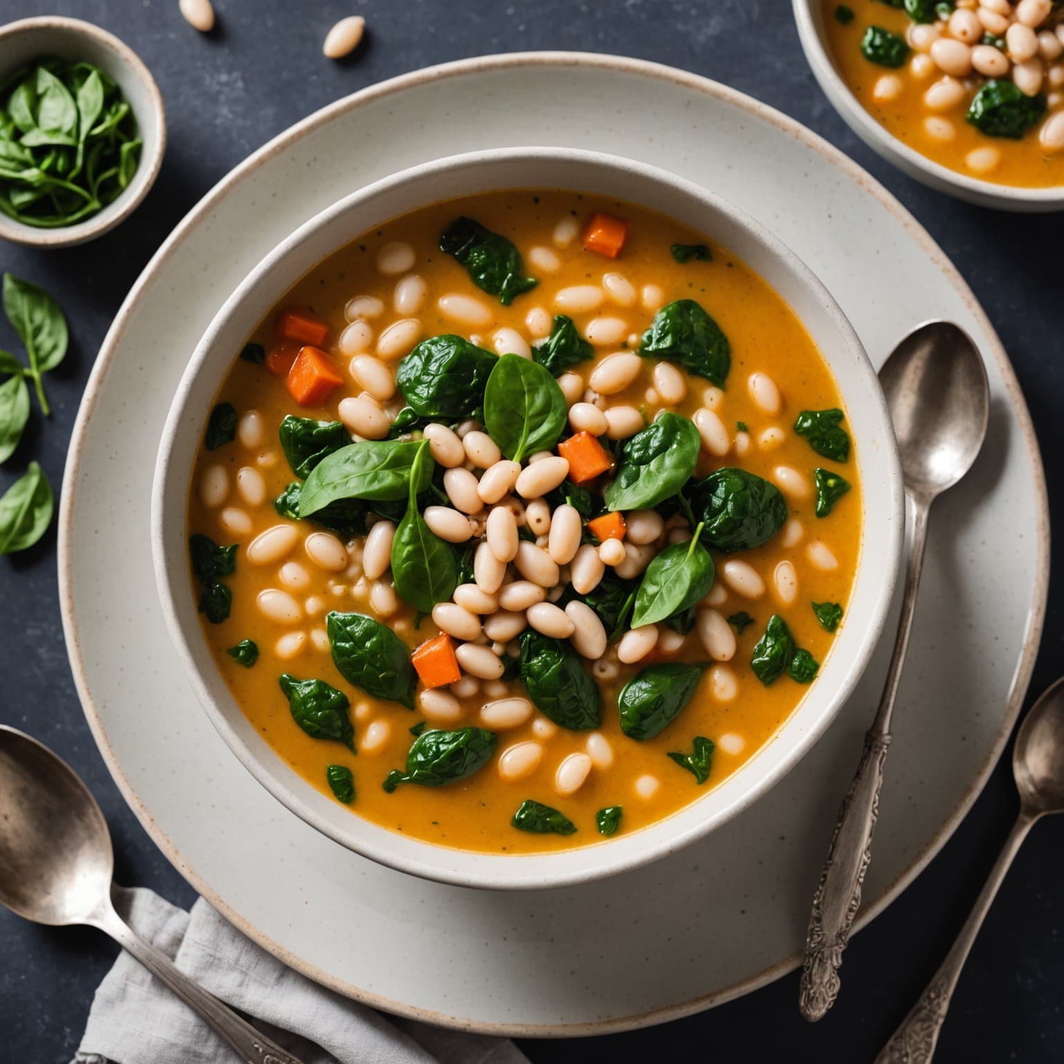 Hvit bønne- og spinatsuppe