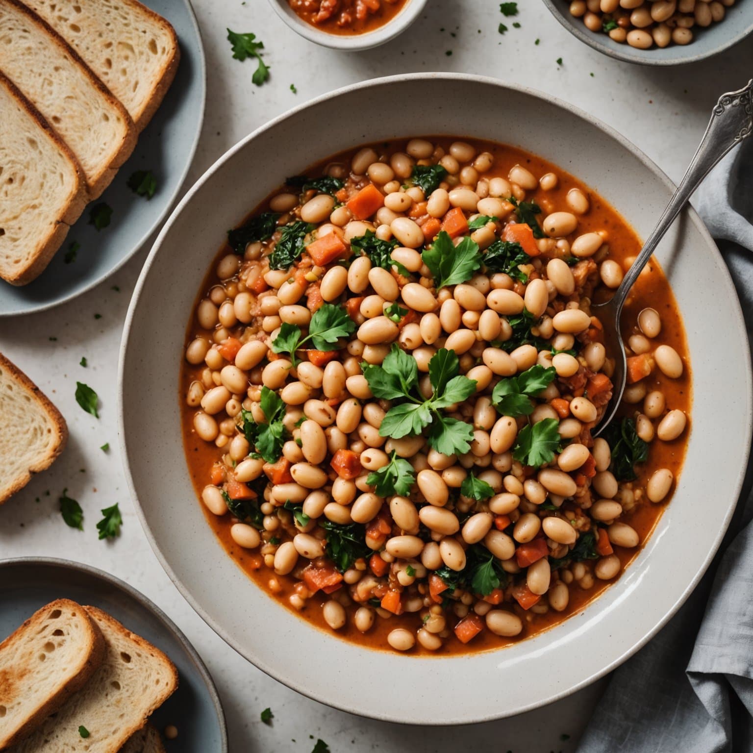 Hvit bønneragout med ristet brød