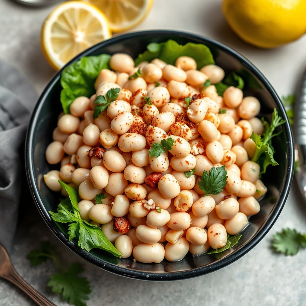 Hvit bønnesalat med sitron og spisskummen
