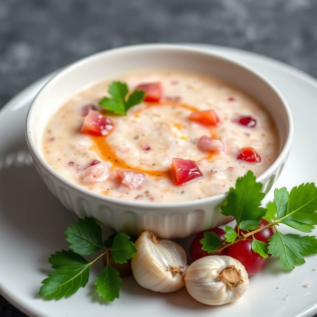 Hvit gazpacho med druer og hvitløk